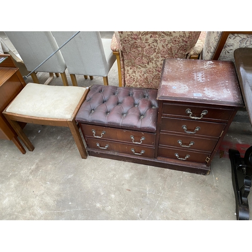 2710 - A MAHOGANY TELEPHONE TABLE/SEAT AND BEECH STOOL