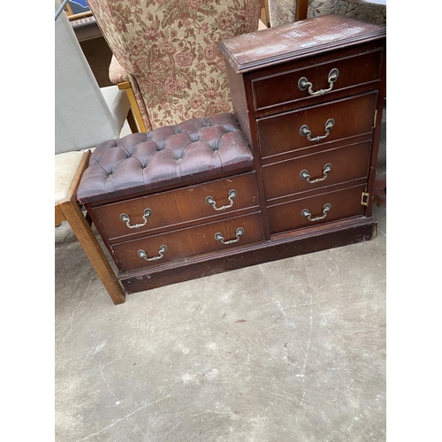 2710 - A MAHOGANY TELEPHONE TABLE/SEAT AND BEECH STOOL