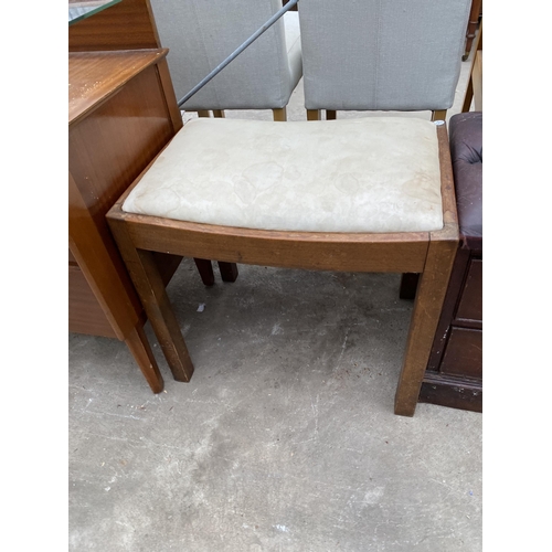 2710 - A MAHOGANY TELEPHONE TABLE/SEAT AND BEECH STOOL