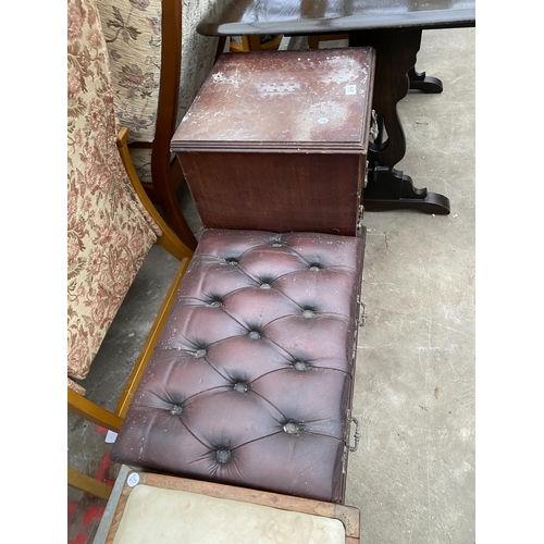 2710 - A MAHOGANY TELEPHONE TABLE/SEAT AND BEECH STOOL