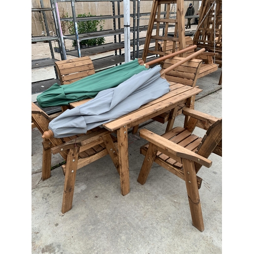 162 - AN AS NEW EX DISPLAY CHARLES TAYLOR GARDEN FURNITURE SET TO INCLUDE ONE SQUARE TABLE, FOUR SINGLE CH... 