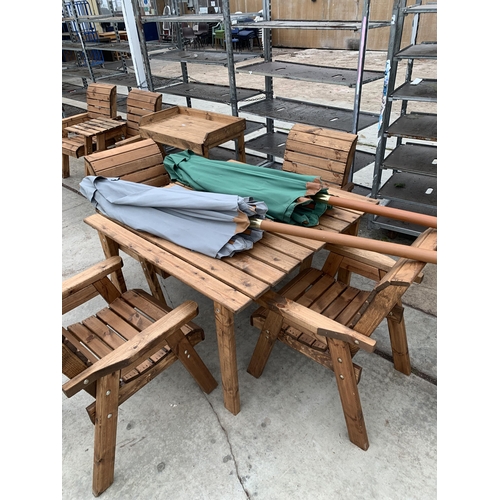 162 - AN AS NEW EX DISPLAY CHARLES TAYLOR GARDEN FURNITURE SET TO INCLUDE ONE SQUARE TABLE, FOUR SINGLE CH... 