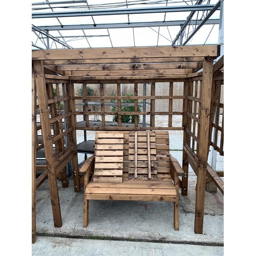 164 - AN AS NEW EX DISPLAY CHARLES TAYLOR GARDEN FURNITURE SET TO INCLUDE ONE ARBOUR AND ONE DOUBLE SEAT W... 