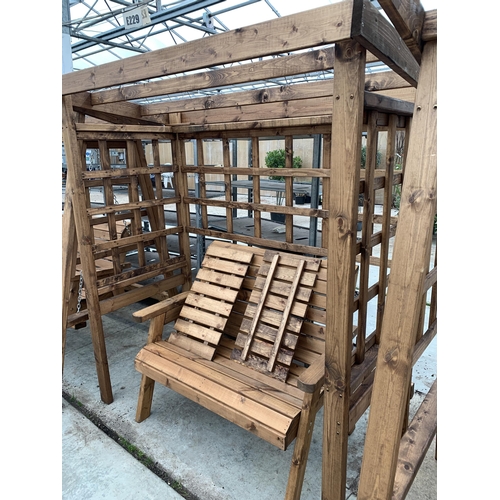 164 - AN AS NEW EX DISPLAY CHARLES TAYLOR GARDEN FURNITURE SET TO INCLUDE ONE ARBOUR AND ONE DOUBLE SEAT W... 