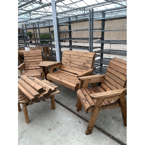 170 - AN AS NEW EX DISPLAY CHARLES TAYLOR GARDEN FURNITURE SET TO INCLUDE ONE DOUBLE BENCH SEAT AND TWO SI... 