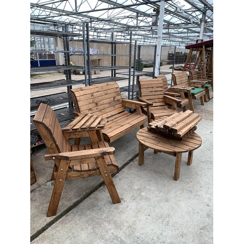 170 - AN AS NEW EX DISPLAY CHARLES TAYLOR GARDEN FURNITURE SET TO INCLUDE ONE DOUBLE BENCH SEAT AND TWO SI... 