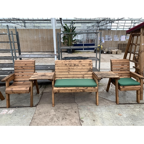 171 - AN AS NEW EX DISPLAY CHARLES TAYLOR GARDEN FURNITURE SET TO INCLUDE ONE DOUBLE SEAT BENCH AND TWO SI... 