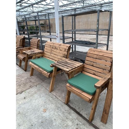 171 - AN AS NEW EX DISPLAY CHARLES TAYLOR GARDEN FURNITURE SET TO INCLUDE ONE DOUBLE SEAT BENCH AND TWO SI... 