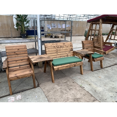 171 - AN AS NEW EX DISPLAY CHARLES TAYLOR GARDEN FURNITURE SET TO INCLUDE ONE DOUBLE SEAT BENCH AND TWO SI... 