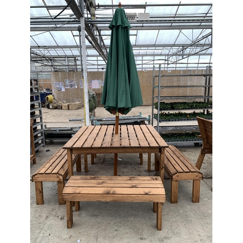 175 - AN AS NEW EX DISPLAY CHARLES TAYLOR GARDEN LARGE FURNITURE SET. TO INCLUDE A LARGE SQUARE TABLE WITH... 