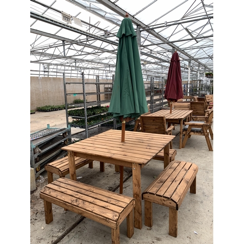 175 - AN AS NEW EX DISPLAY CHARLES TAYLOR GARDEN LARGE FURNITURE SET. TO INCLUDE A LARGE SQUARE TABLE WITH... 