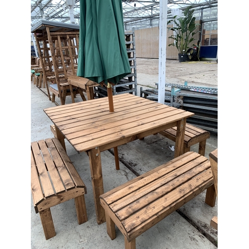 175 - AN AS NEW EX DISPLAY CHARLES TAYLOR GARDEN LARGE FURNITURE SET. TO INCLUDE A LARGE SQUARE TABLE WITH... 