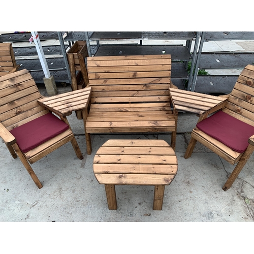 179 - AN AS NEW EX DISPLAY CHARLES TAYLOR GARDEN FURNITURE SET. TO INCLUDE ONE DOUBLE BENCH SEAT AND TWO S... 