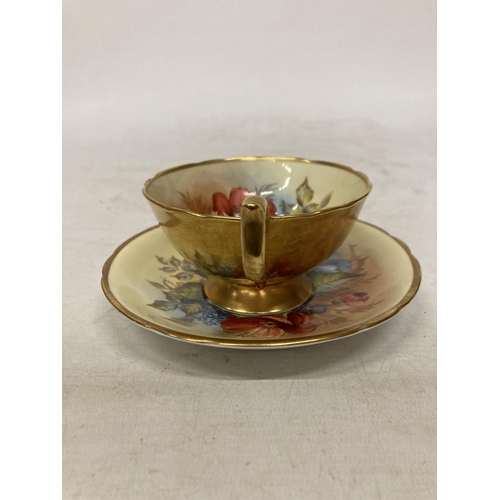 1 - TWO AYNSLEY FOOTED TEACUPS AND SAUCERS TO INCLUDE 