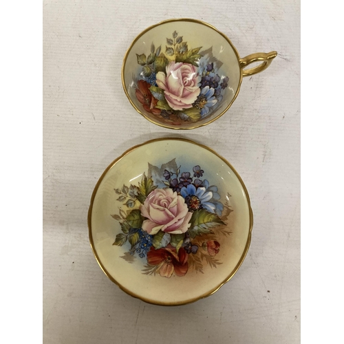 1 - TWO AYNSLEY FOOTED TEACUPS AND SAUCERS TO INCLUDE 