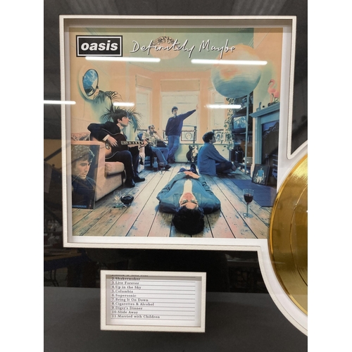 56 - A FRAMED OASIS GOLD DIC 'DEFINITELY MAYBE', 60CM X 40CM