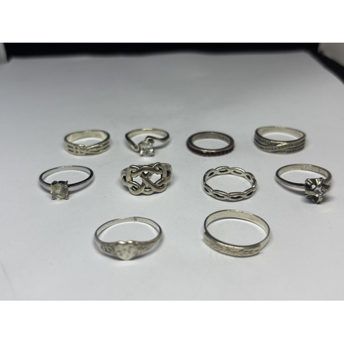 576 - TEN VARIOUS MARKED SILVER RINGS