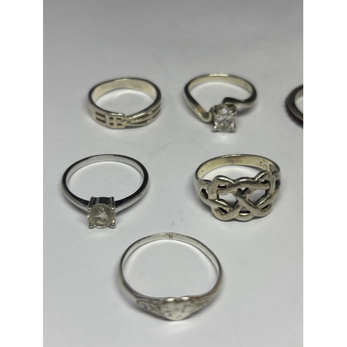 576 - TEN VARIOUS MARKED SILVER RINGS