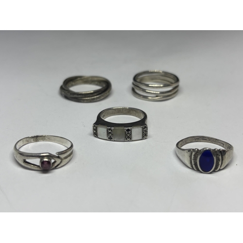 577 - FIVE VARIOUS MARKED SILVER RINGS