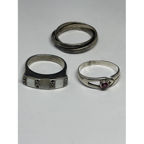 577 - FIVE VARIOUS MARKED SILVER RINGS