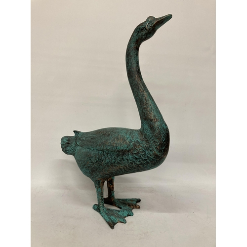 64 - A LARGE BRONZED FIGURE OF A GOOSE, HEIGHT 69CM