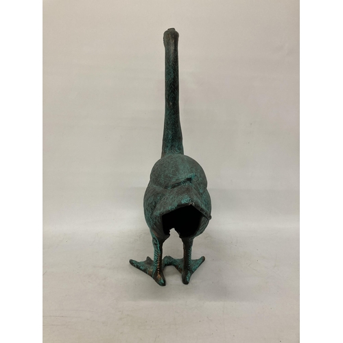 64 - A LARGE BRONZED FIGURE OF A GOOSE, HEIGHT 69CM