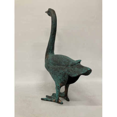 64 - A LARGE BRONZED FIGURE OF A GOOSE, HEIGHT 69CM