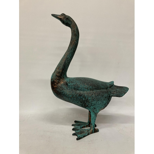 64 - A LARGE BRONZED FIGURE OF A GOOSE, HEIGHT 69CM