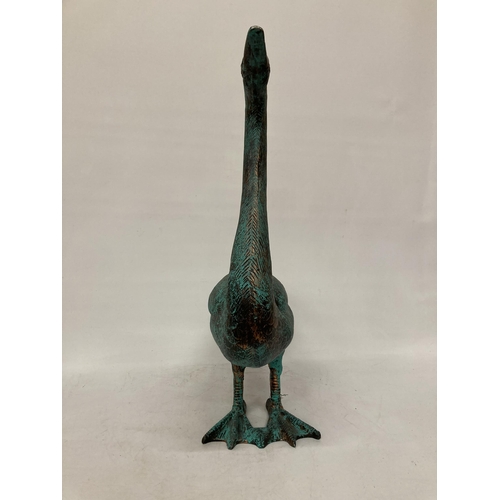 64 - A LARGE BRONZED FIGURE OF A GOOSE, HEIGHT 69CM