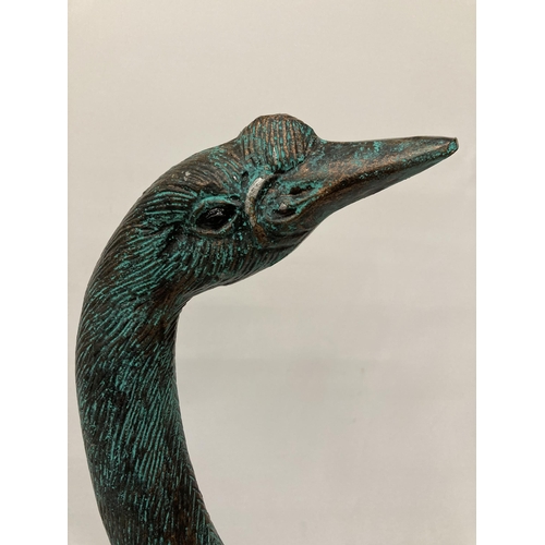 64 - A LARGE BRONZED FIGURE OF A GOOSE, HEIGHT 69CM