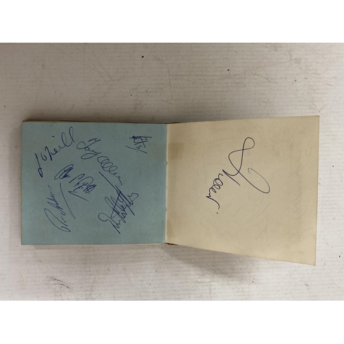 77 - A LATE 1960'S EARLY 1970'S AUTOGRAPH BOOK, CONTAINING STANLEY MATHEWS, GORDON BANKS, DENIS LAW, BOBB... 