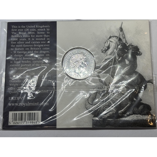 87 - A ST GEORGE AND THE DRAGON SILVER £20 PROOF COIN