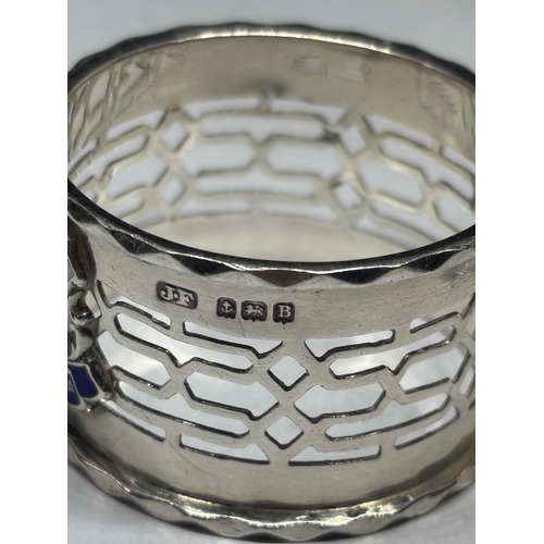 88 - TWO MARKED SILVER ITEMS TO INCLUDE A NAPKIN RING AND A JAM KNIFE WITH WESTERN AUSTRALIA SHIELD