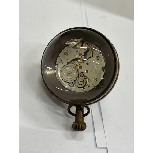 10 - A BRASS AND GLASS BUBBLE CLOCK