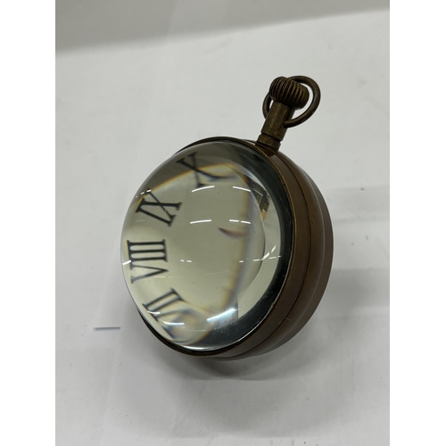 10 - A BRASS AND GLASS BUBBLE CLOCK