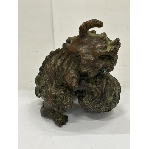 8 - A BRONZE CHINESE FOO DOG, HEIGHT 5CM, WIDTH 5CM