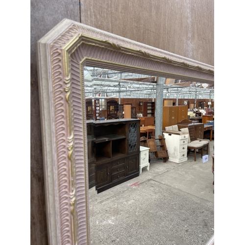 3056 - A GILT FRAMED BEVEL EDGE WALL MIRROR, 40