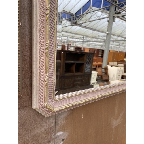 3056 - A GILT FRAMED BEVEL EDGE WALL MIRROR, 40