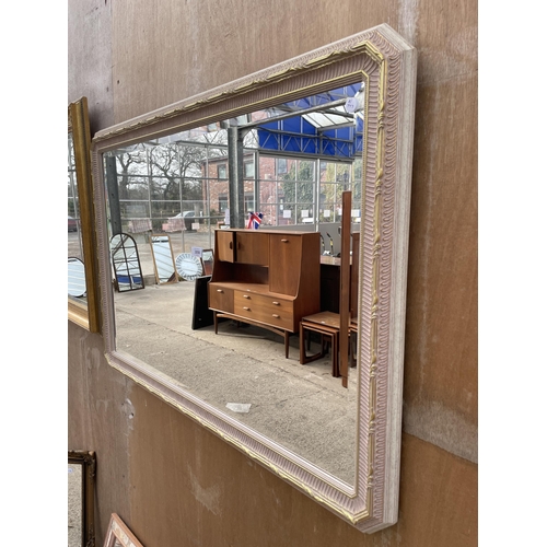 3056 - A GILT FRAMED BEVEL EDGE WALL MIRROR, 40