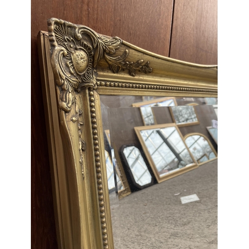 3058 - A GILT FRAMED BEVEL EDGE WALL MIRROR, 36