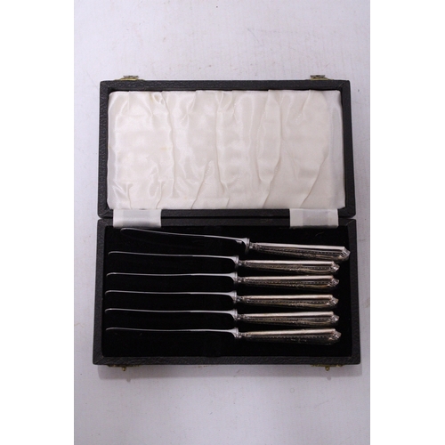 80A - A CASED SET OF HALLMARKED SHEFFIELD SILVER KNIVES