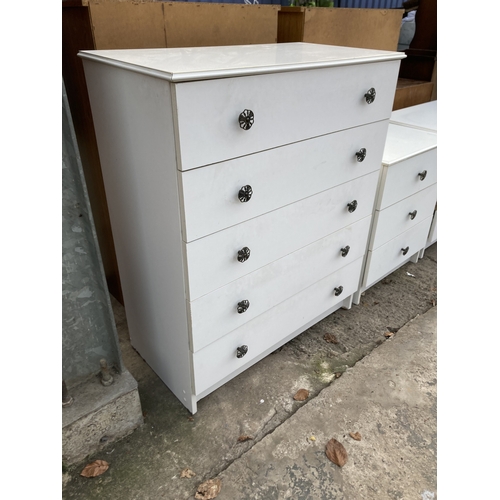 3120 - THREE MATCHING WHITE CHESTS OF DRAWERS