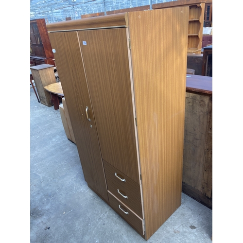 3159 - A TEAK EFFECT TWO DOOR WARDROBE, 35.5