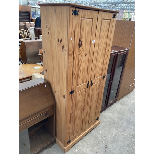 3161 - A MEXICAN PINE TWO DOOR WARDROBE 32