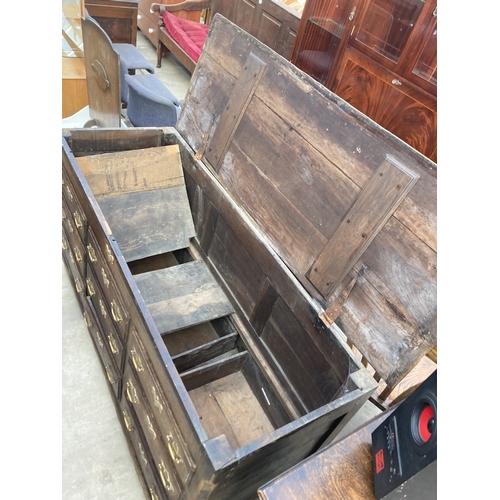 3165 - A GEORGE II OAK LANCASHIRE CHEST WITH SIX DRAWERS AND TWO SHAM DRAWERS 61