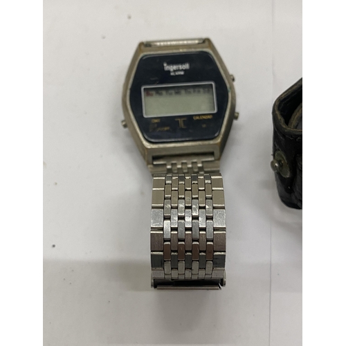 146 - A 1970'S ORION DIGITAL JUMP HOUR WATCH TOGETHER WITH AN INGERSOLL DIGITAL WATCH