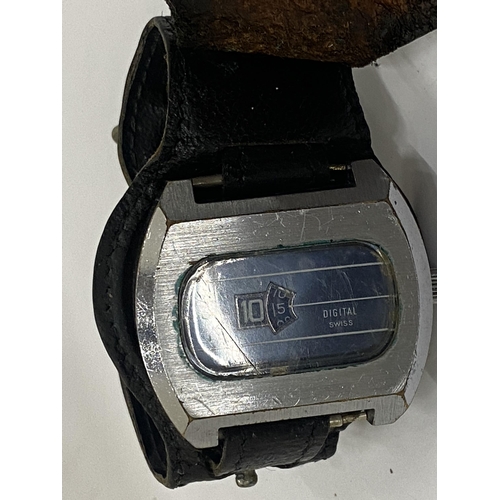 146 - A 1970'S ORION DIGITAL JUMP HOUR WATCH TOGETHER WITH AN INGERSOLL DIGITAL WATCH