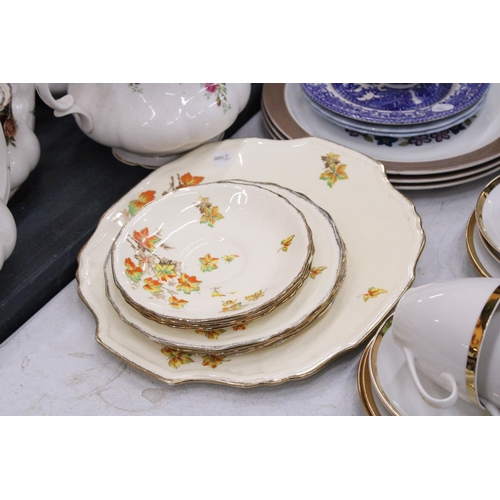 203 - A MIXED LOT OF DINNERWARE TO INCLUDE ALFRED MEAKIN MARIGOLD, MOUNTAINWOOD STONEWARE COLLECTION ETC.