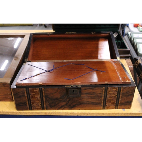 273 - AN INLAID WALNUT WRITING SLOPE