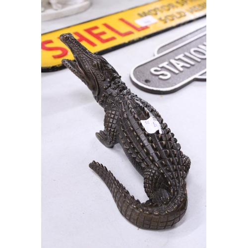 294 - A BRONZE CROCODILE, LENGTH 23CM